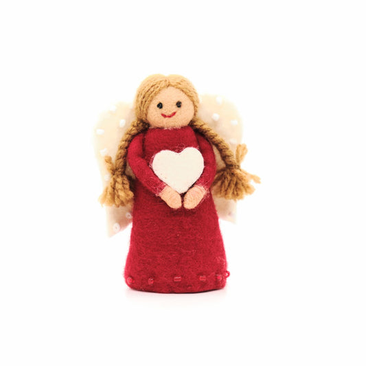 Vilten kerstengeltje rood