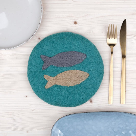 Vilten onderzetter 20 cm beachlife sea