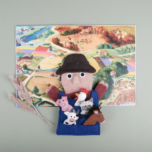 Vilten handpop boer met dieren