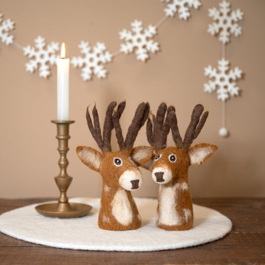 Vilten decoratie hert bruin