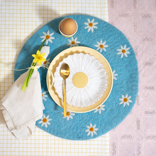 Onderzetter 35 cm Margrietjes Turquoise