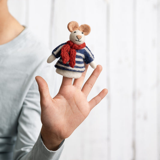 Vilten vingerpopje muis nautisch matroos