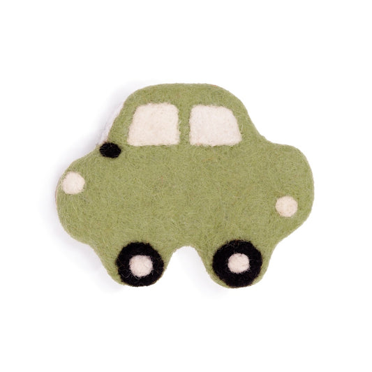 Detailfoto van vilten magneet auto 2d lichtgroen
