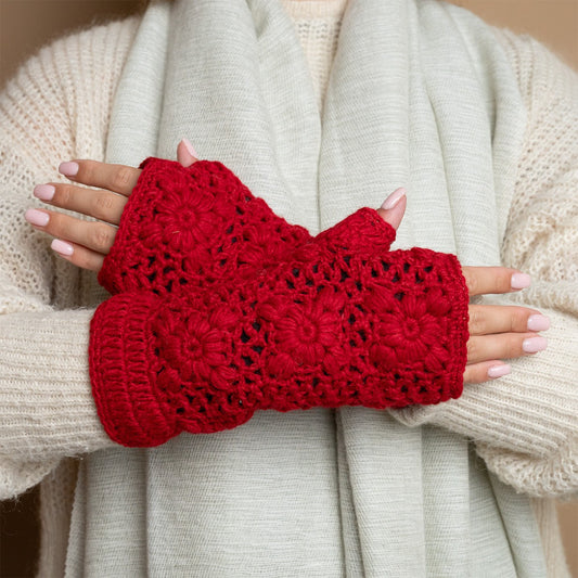 Vilten handwarmers granny square rood