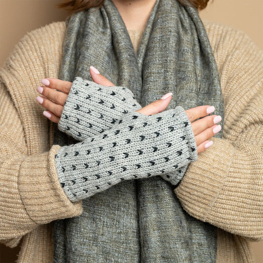 Vilten handwarmers lovely lichtgrijs gemêleerd