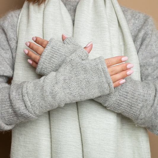 Vilten handwarmers cosy lichtgrijs