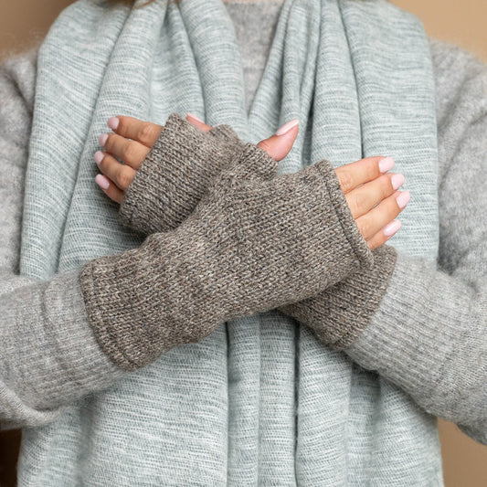 Vilten handwarmers cosy taupe