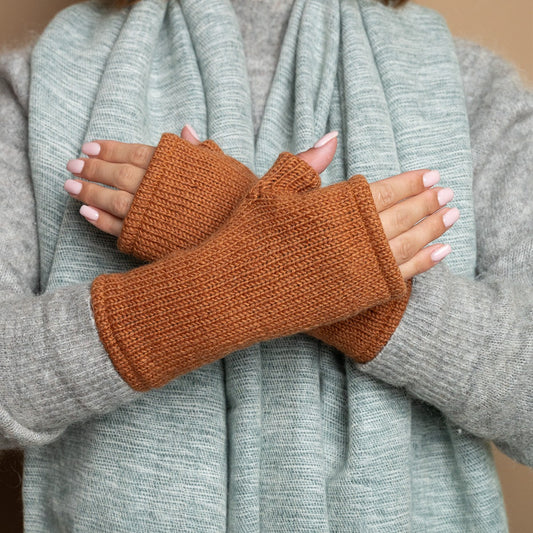 Vilten handwarmers cosy cognac