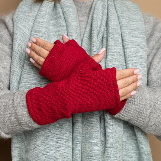 Vilten handwarmers cosy rood