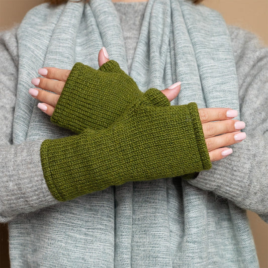 Vilten handwarmers cosy legergroen