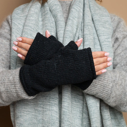 Vilten handwarmers cosy zwart