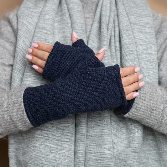 Vilten handwarmers cosy donkerblauw