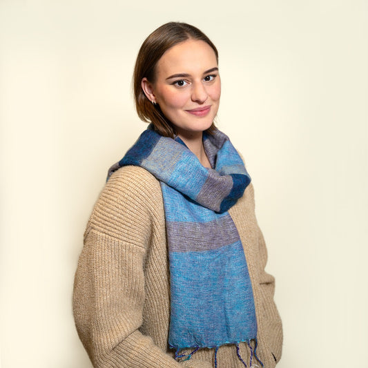 Vilten kleine sjaal jeansblauw blauw
