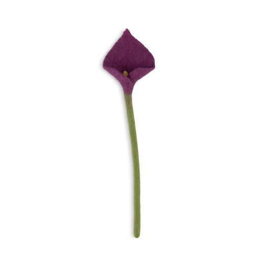 Detailfoto van vilten calla paars