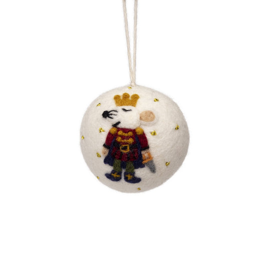 Detailfoto van vilten hanger bal muizenkoning