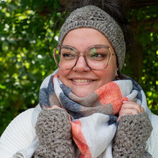 Haarband Granny Square Taupe