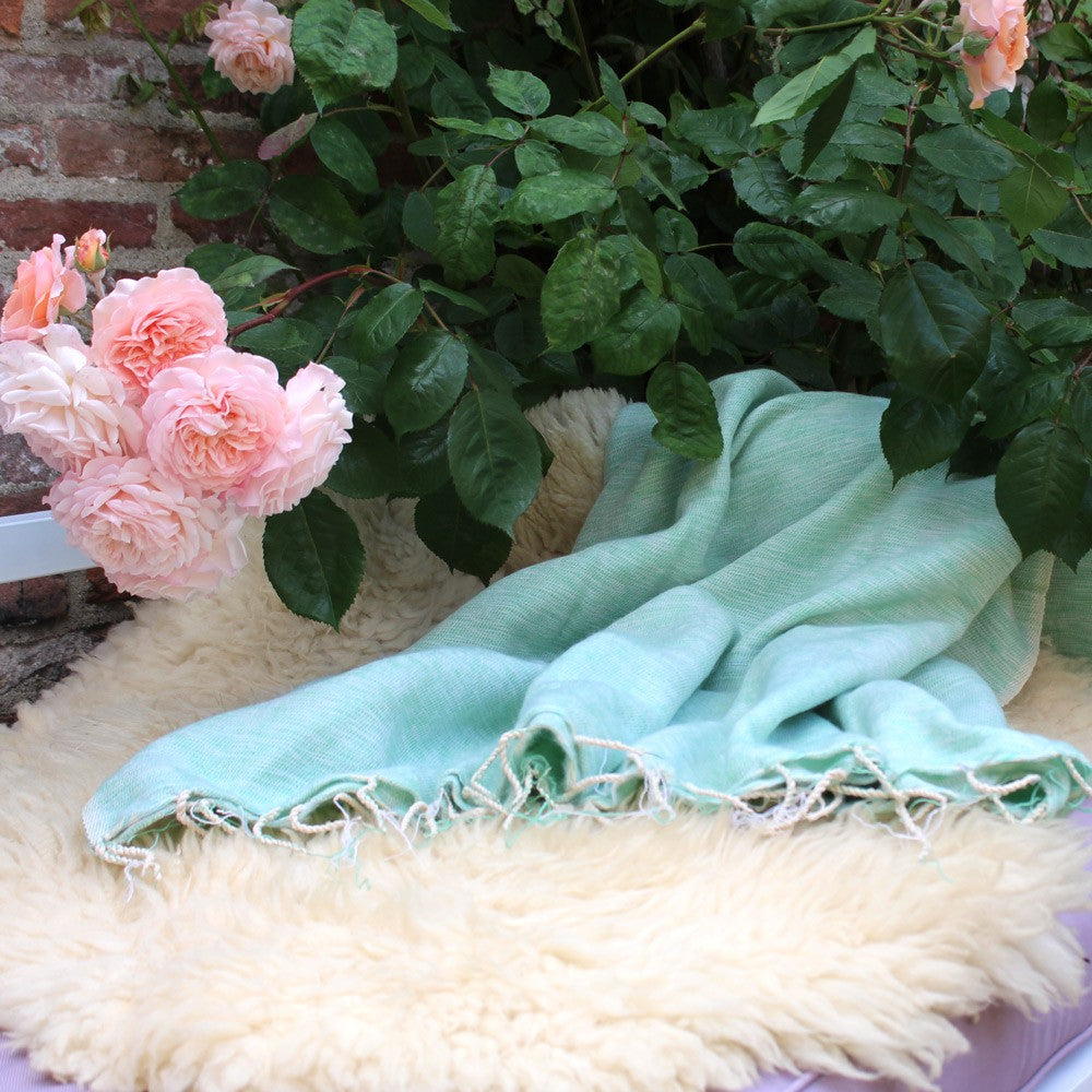 Detailfoto van plaid mintgroen