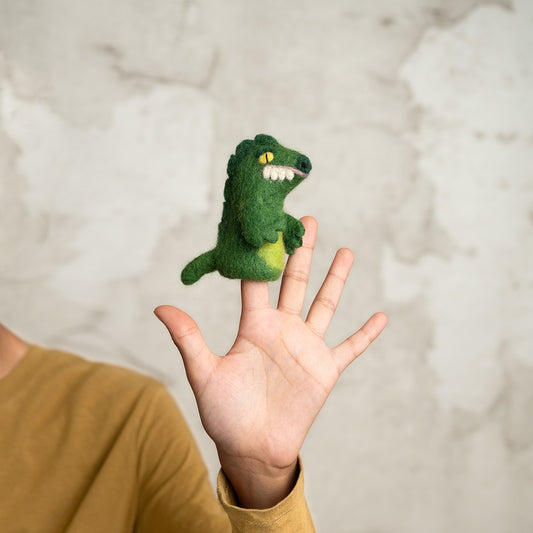 Vilten vingerpopje krokodil 3d