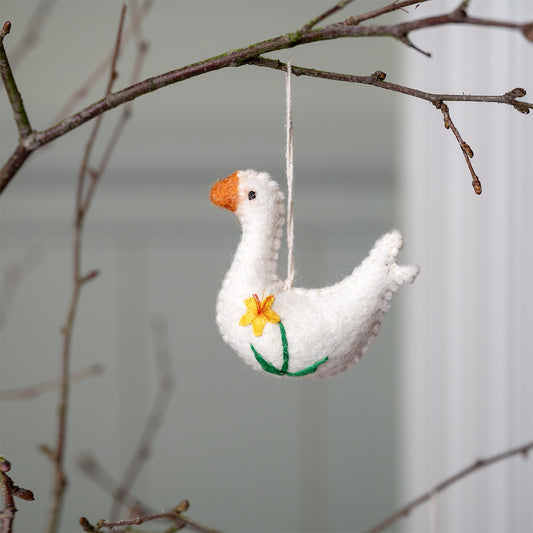 Vilten hanger gans met narcis
