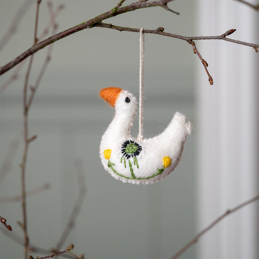 Vilten hanger gans met paardenbloem