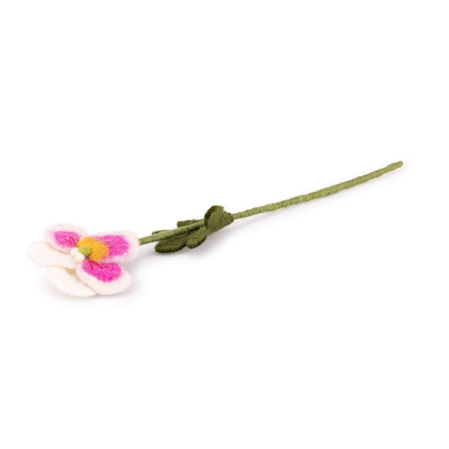 Detailfoto van vilten viooltje wit-roze