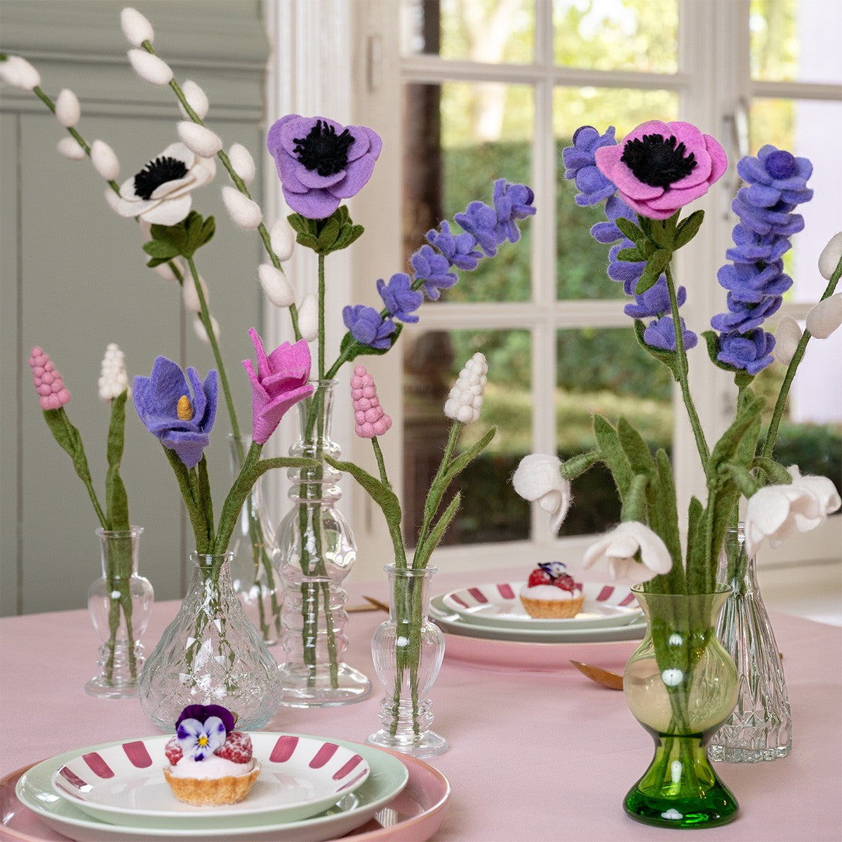Detailfoto van vilten anemoon roze 6 st.