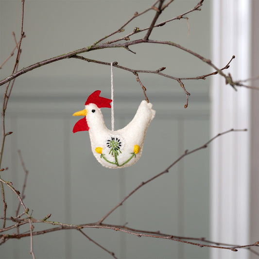 Vilten hanger haan met paardenbloem
