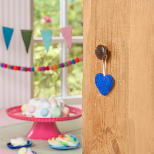 Vilten hanger hart blauw