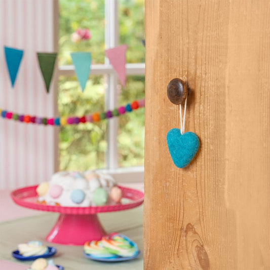 Vilten hanger hart turquoise