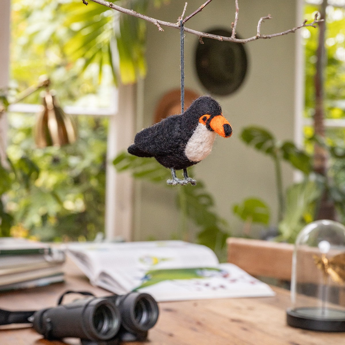 Detailfoto van vilten vogel: toekan