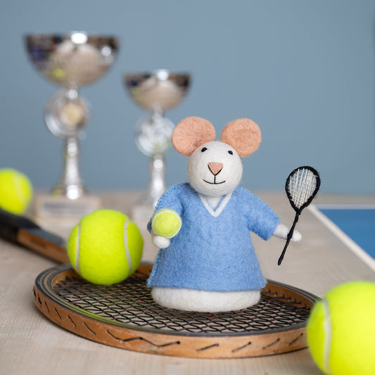 Vilten decoratie muis tennismuis