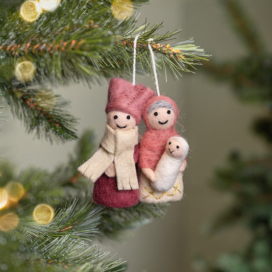 Vilten hanger jozef & maria cyclaam-oud roze