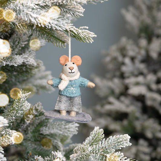 Hanger Muis Snowboarder van vilt