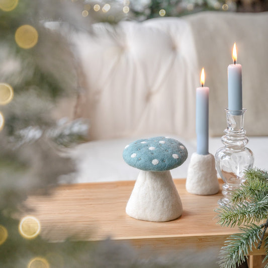 Decoratie Paddenstoel IJsblauw van vilt