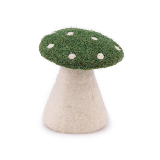 Detailfoto van vilten decoratie paddenstoel indian summer groen