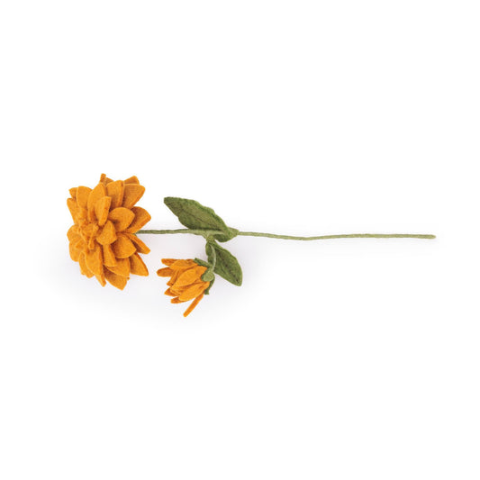 Detailfoto van vilten dahlia xl okergeel