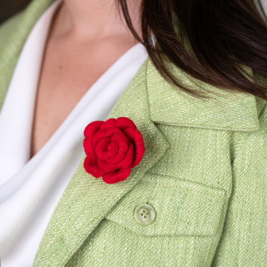Vilten broche roos rood