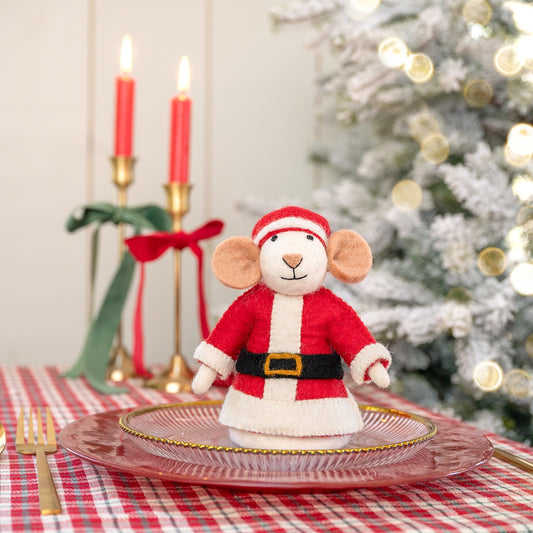 Vilten decoratie muis kerstmuis