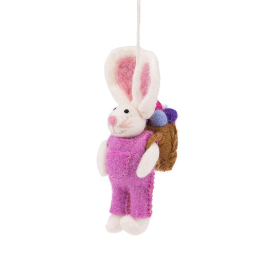 Ornament Rabbit with Basket Pink