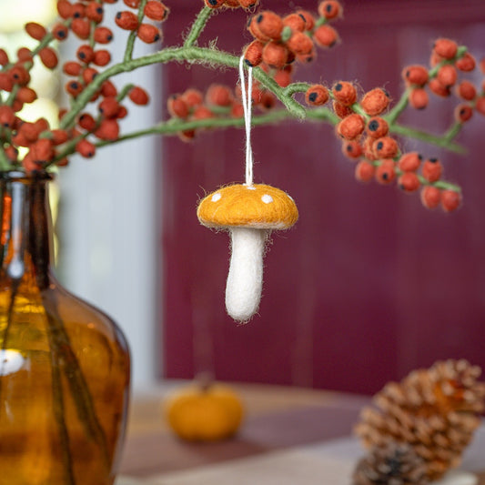 Vilten hanger paddenstoel indian summer medium okergeel