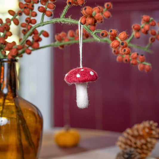 Vilten hanger paddenstoel indian summer medium wijnrood