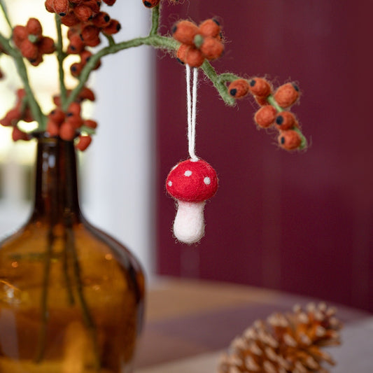 Vilten hanger paddenstoel rood small
