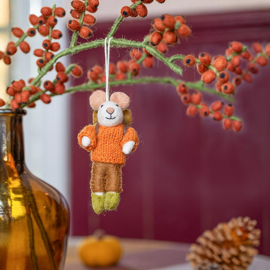 Vilten hanger muis wandelaar cognac