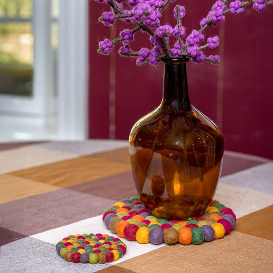 Vilten onderzetter vb 10 cm rond indian summer 4 st.