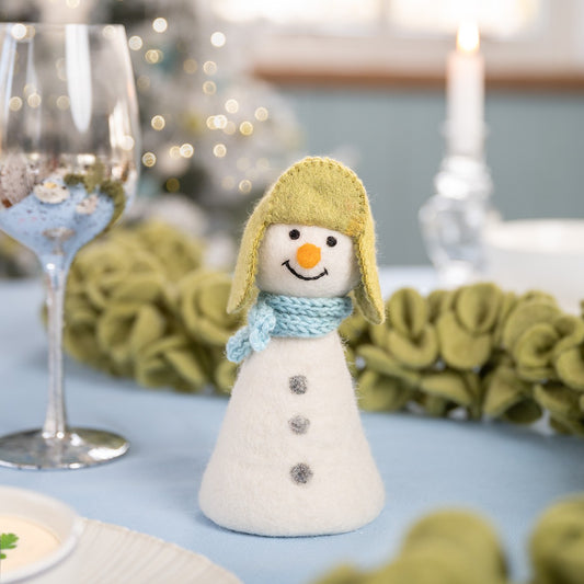 Decoratie Sneeuwpop Winterwonderland van vilt