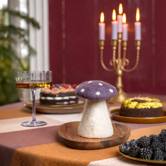 Vilten decoratie paddenstoel indian summer paars