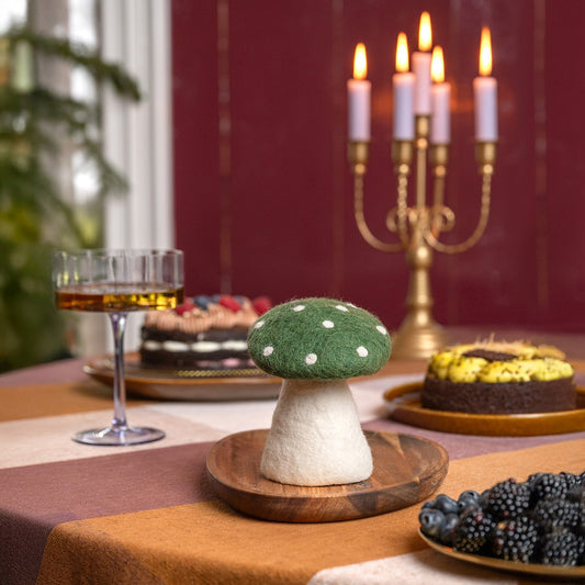 Vilten decoratie paddenstoel indian summer groen