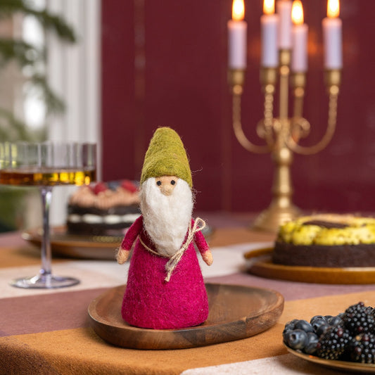 Vilten decoratie kabouter indian summer burgundy