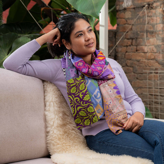 Vilten sarisjaal patchwork paarstinten