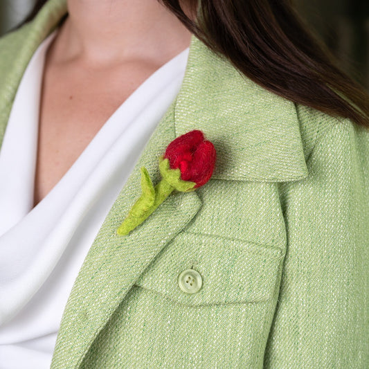 Vilten broche tulp robin